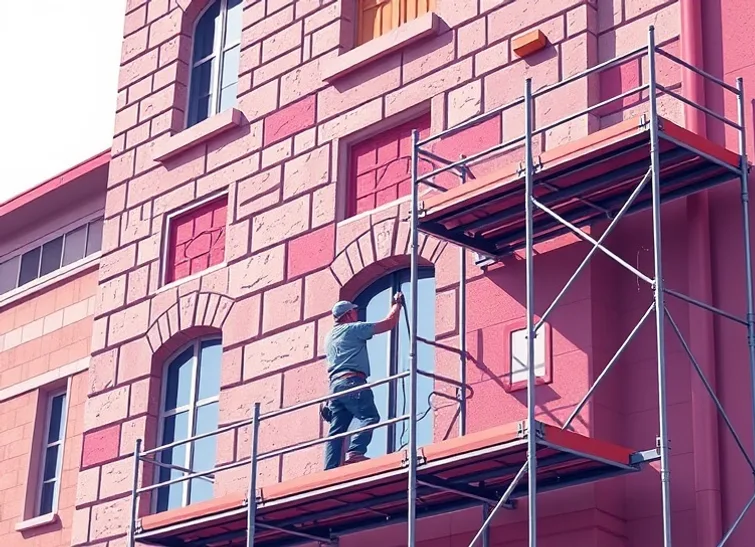 Ravalement de façade en pierre, nettoyage et application d'enduit